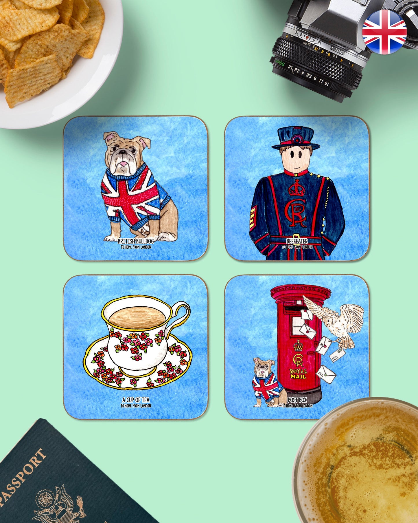London Icons Coasters - To Home From London
