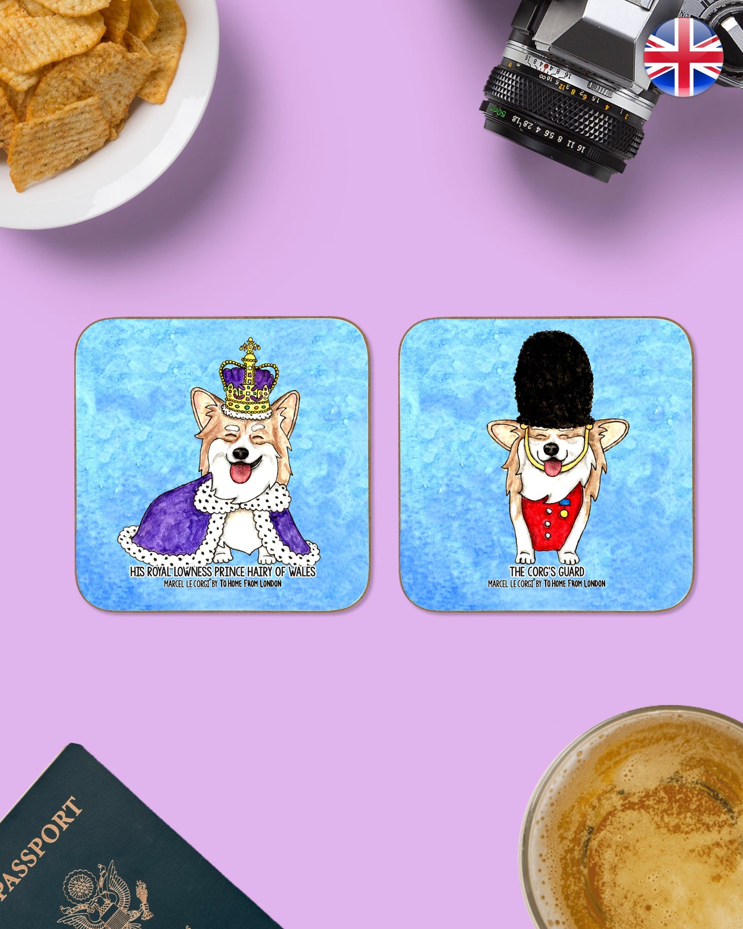 Le Corgi Coasters - To Home From London