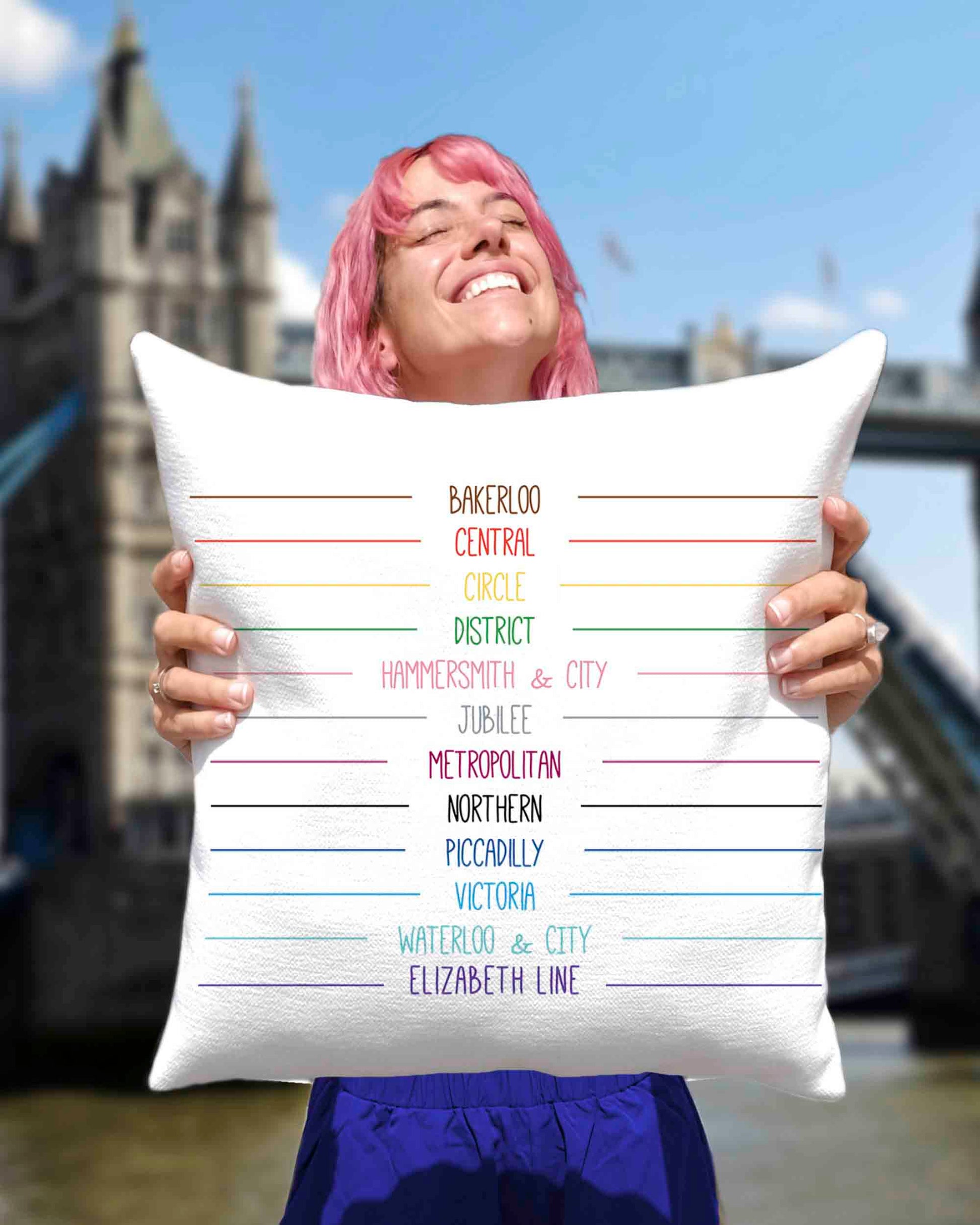 Tube Lines Cushion Cover - To Home From London