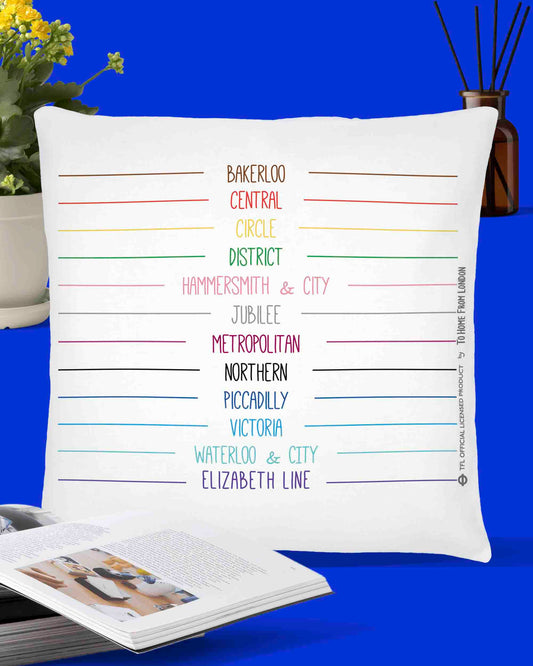 Tube Lines Cushion Cover - To Home From London